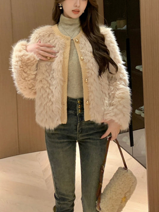 VERILADY |ふわふわノーカラージャケットコート