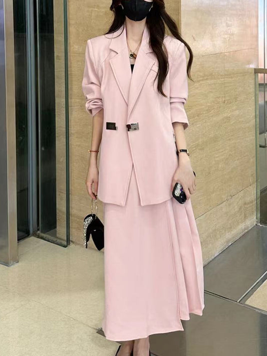 VERILADY |【予約販売】さくらピンクテーラードジャケット&ロングスカート2点セットアップ