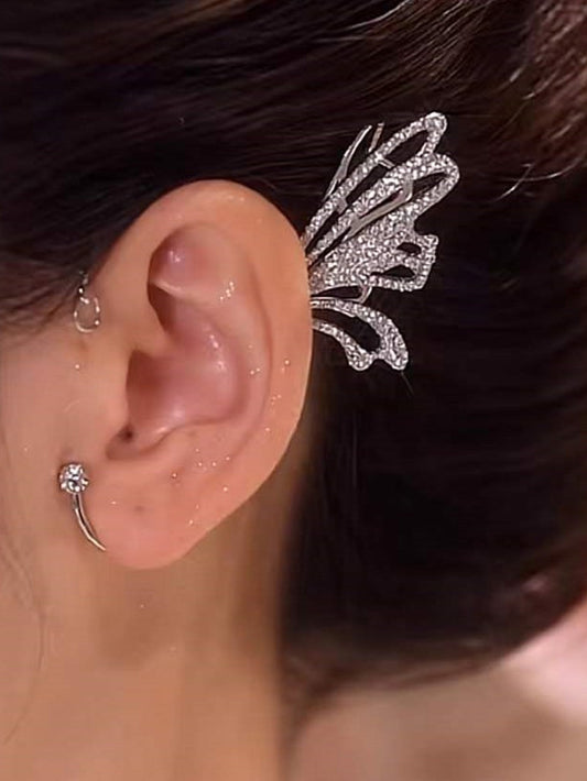 VERILADY |蝶々片翼デザインイヤーアクセサリー イヤーカフ 耳掛 クリップ ピアス イヤリング