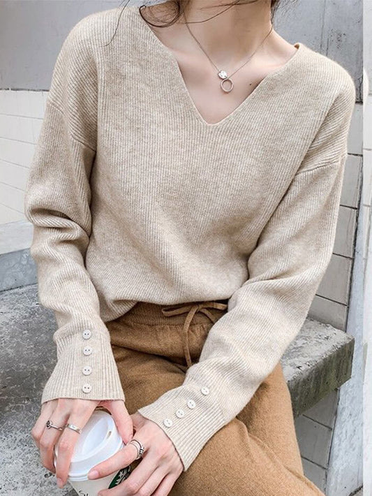 VERILADY | (再入荷)Vネックニットプルオーバー