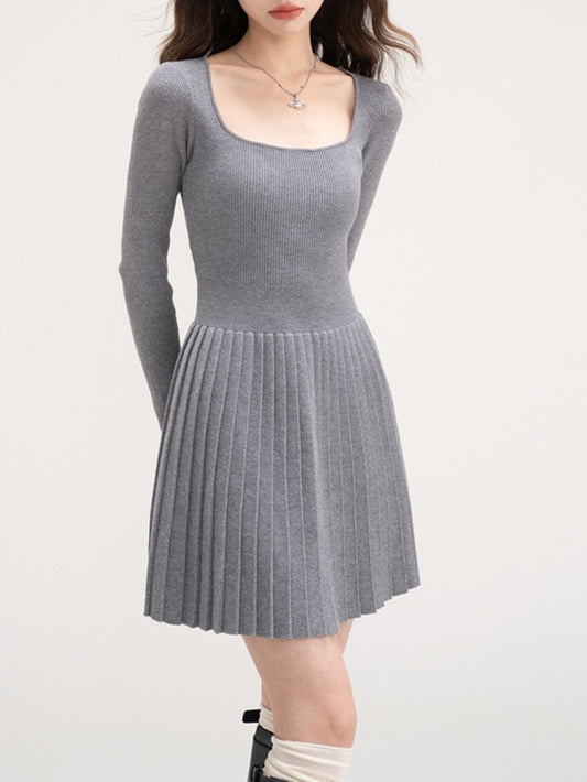 VERILADY | リブプリーツニットミニワンピース 2色