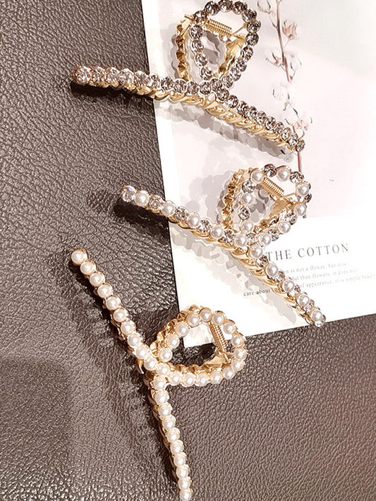 VERILADY |パールクリスタルバンスクリップ 髪留め ヘアクリップ 髪飾り