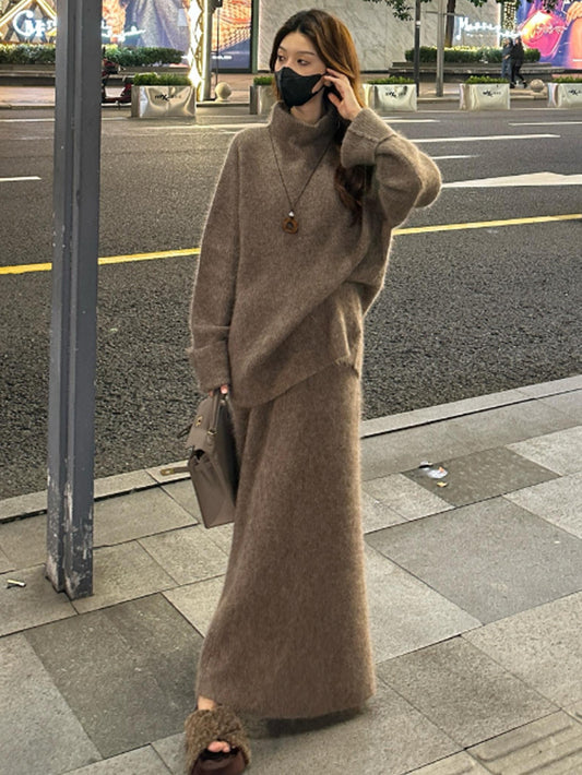 VERILADY |(予約販売)秋冬もふもふニットトップス&ロングスカート2点セットアップ