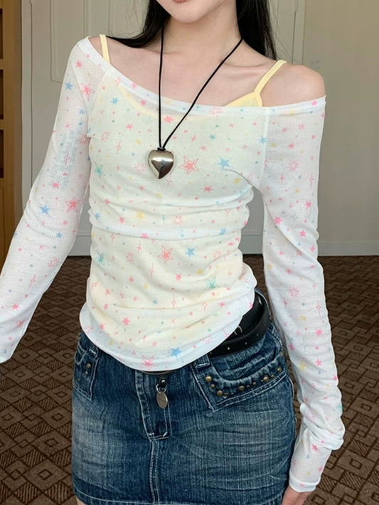 VERILADY |キャミソール&星プリントシアートップス2点セットアップ