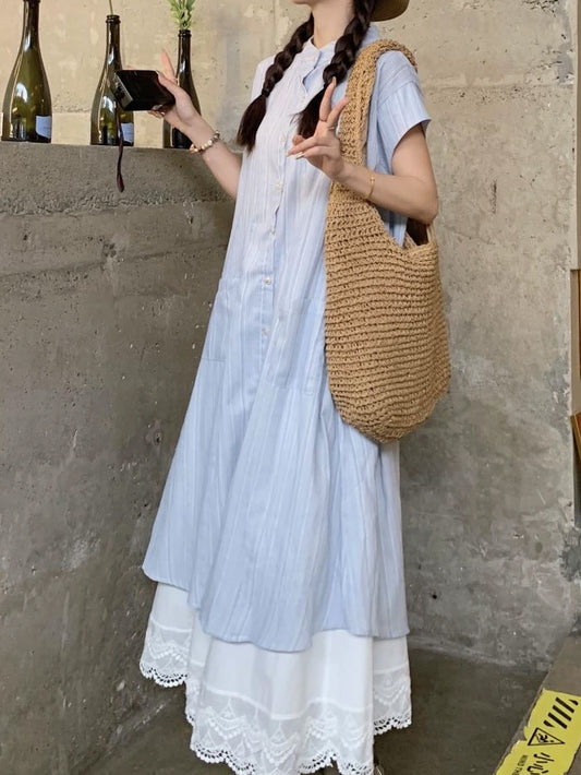 VERILADY |シャツワンピース&ロングスカートレイヤード2点セットアップ