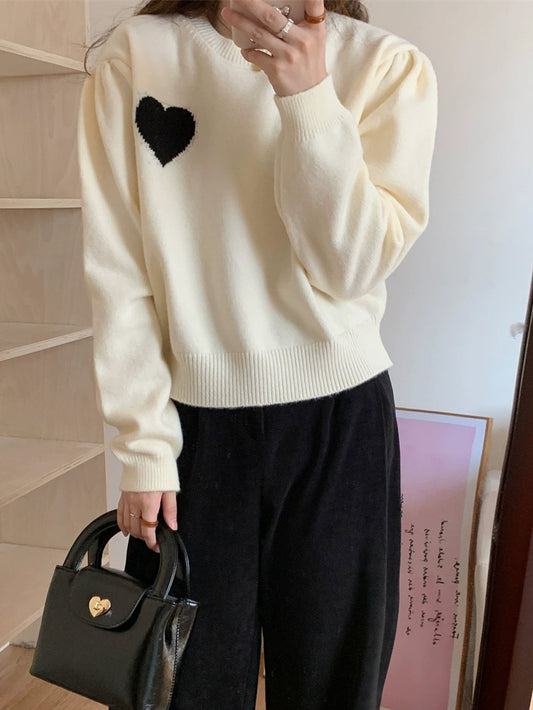 VERILADY |ハート柄ニットプルオーバーセーター