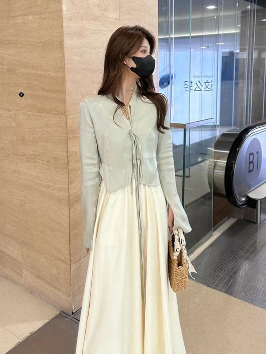 VERILADY |(予約販売)チャイナ風カーディガン&ロングスカート2点セットアップ