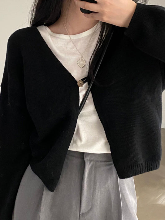 VERILADY | ワンボタンカーディガンニットトップス 秋セーター