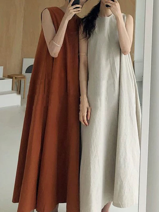 VERILADY |リネン混ルーズシルエットノースリーブワンピ