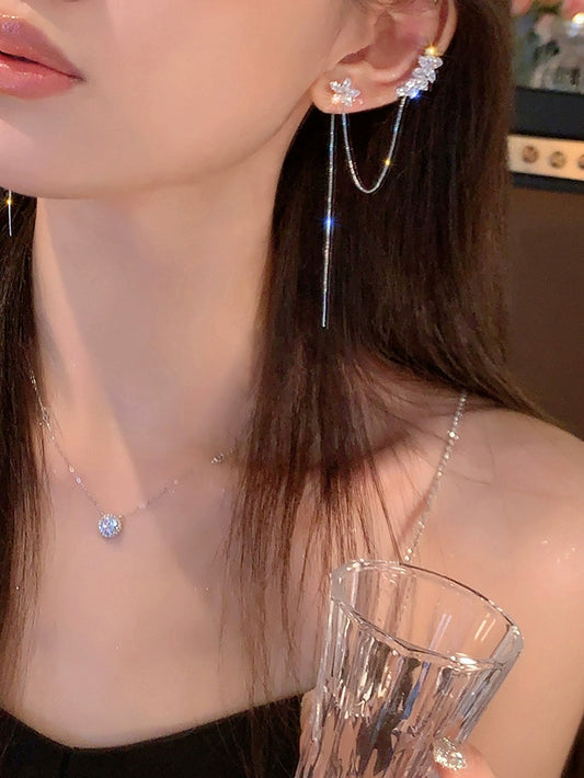 VERILADY |花フラワーデザインイヤーアクセサリー イヤーカフ 耳掛 クリップ ピアス イヤリング