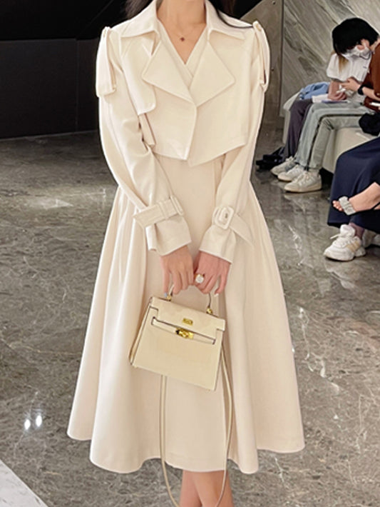 VERILADY |ノースリーブワンピース&ショートジャケット2点セットアップ レイヤードトレンチコート