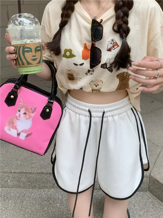 VERILADY |サイドラインデザインゴムウエストスポーツショートパンツ