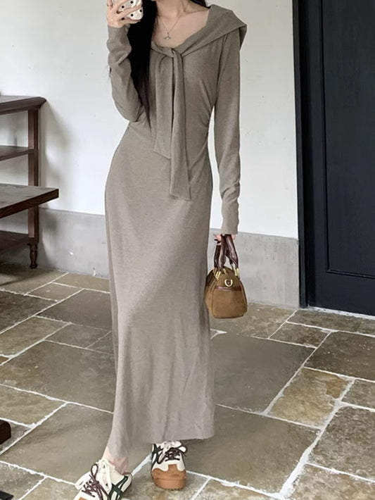 VERILADY |レイヤード肩掛け風ニットワンピース