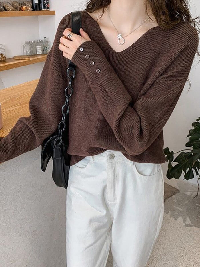 VERILADY | (再入荷)Vネックニットプルオーバー
