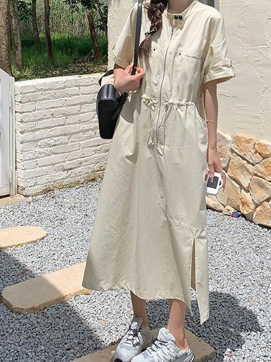VERILADY |カジュアルフロントジップ ウエストドローコードで調節可能