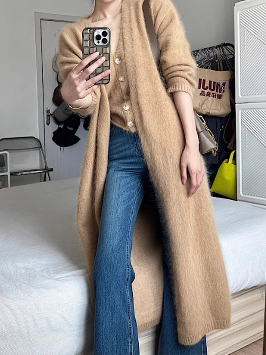 VERILADY |秋冬もちふわボッタンベスト&ロングカーディガン2点セットアップ