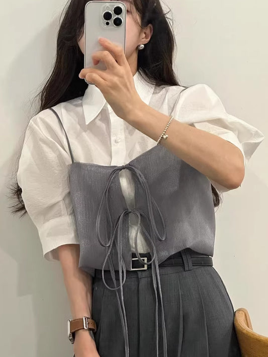 VERILADY |2WAY透け感シフォンレイヤードビスチェ