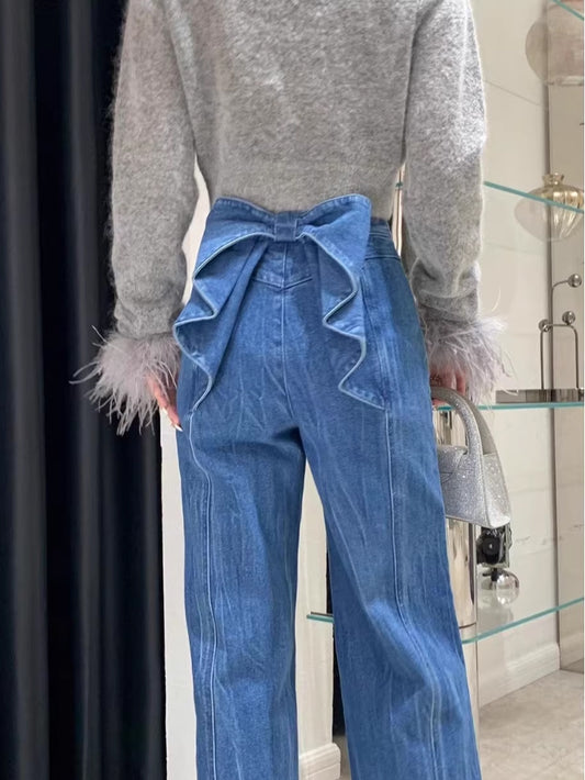 VERILADY |ウエストバックリボンデニムパンツ ジーンズ