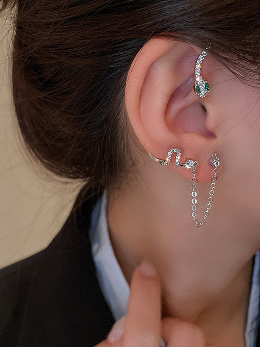 VERILADY |蛇デザインデザインイヤーアクセサリー イヤーカフ 耳掛 クリップ ピアス イヤリング