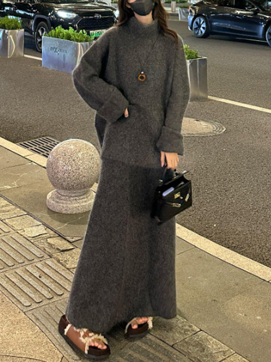 VERILADY |(予約販売)秋冬もふもふニットトップス&ロングスカート2点セットアップ