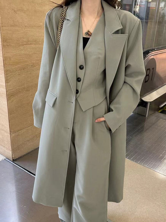 VERILADY |トレンチコート&ジレ&ワイドパンツ3点セットアップ