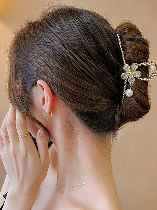 VERILADY |フラワーパールバンスクリップ 髪留め ヘアクリップ 髪飾り