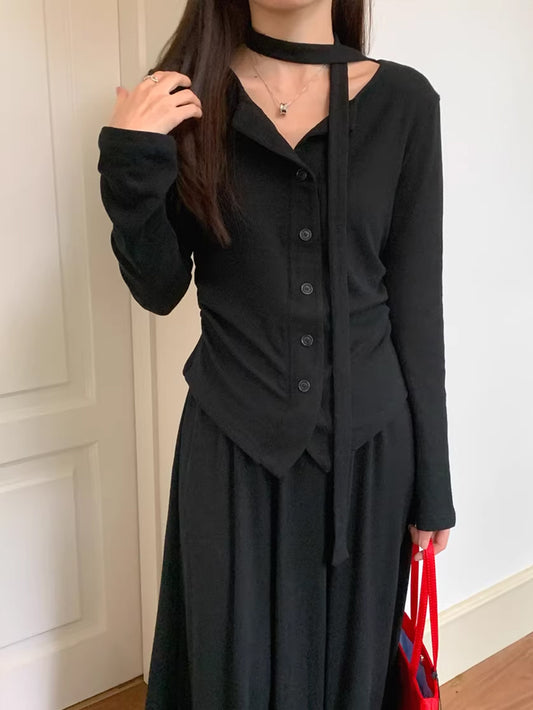 VERILADY |ボタンカーディガン&スカート2点セットアップ