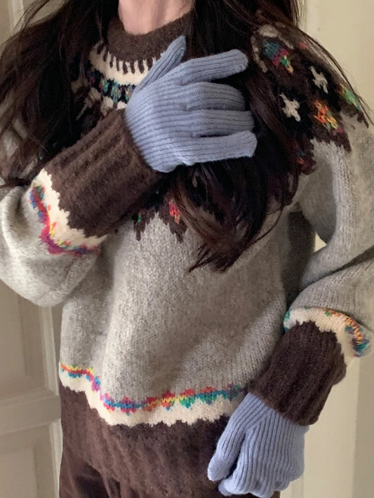 VERILADY |ノルディックジャガードニットプルオーバーセーター