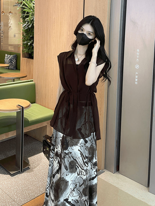 VERILADY |(予約販売)シアートップス&ロングスカート2点セットアップ