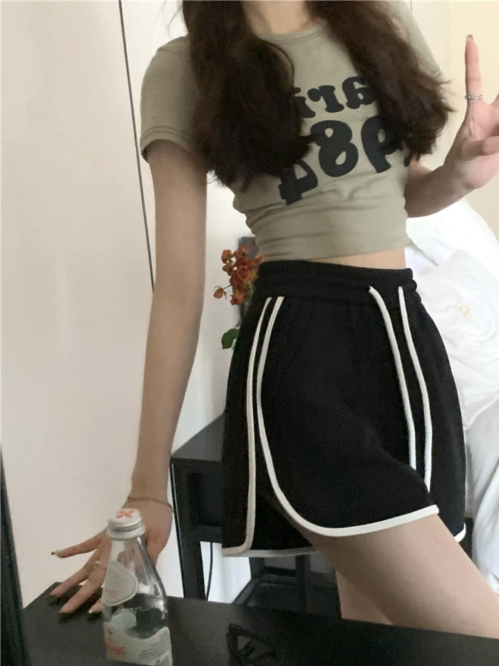 VERILADY |サイドラインデザインゴムウエストスポーツショートパンツ