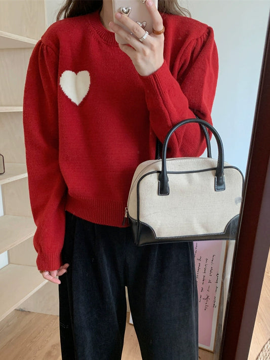 VERILADY |ハート柄ニットプルオーバーセーター