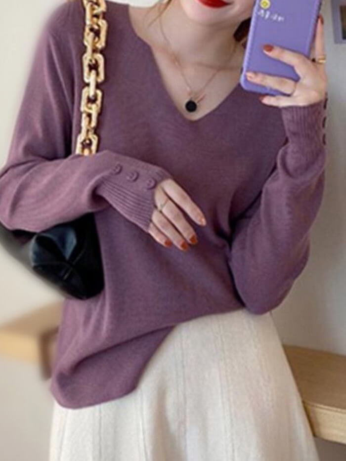 VERILADY | (再入荷)Vネックニットプルオーバー