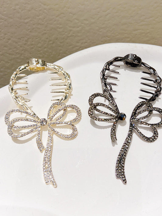 VERILADY |クリスタルリボンモチーフバンスクリップ 髪留め ヘアクリップ 髪飾り