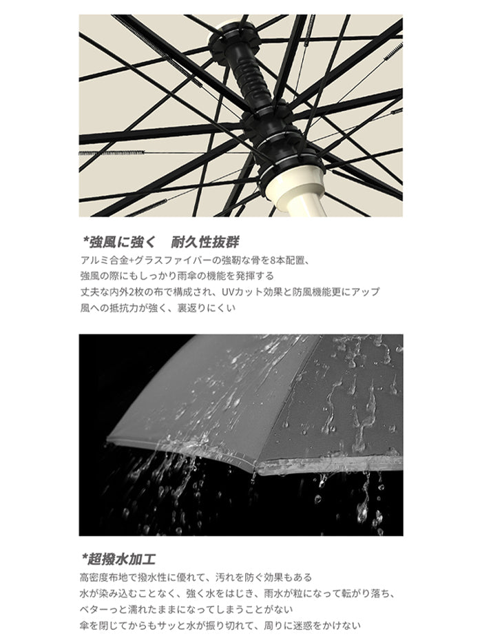 VERILADY | 逆さ傘【ワンタッチ/手動 晴雨兼用 自立式 2重構造】【7カラー】