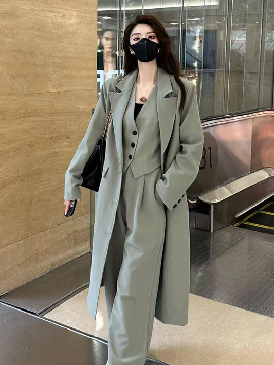 VERILADY |トレンチコート&ジレ&ワイドパンツ3点セットアップ