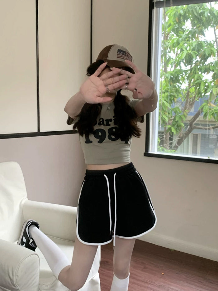 VERILADY |サイドラインデザインゴムウエストスポーツショートパンツ