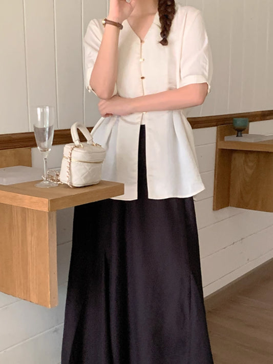 VERILADY |ウエストタッククペプラムブラウス&スカート上下2点セットアップ