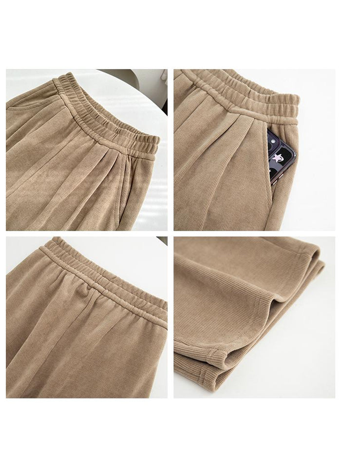 VERILADY | ゴムウエストワイドレッグリブパンツ 厚手起毛素材