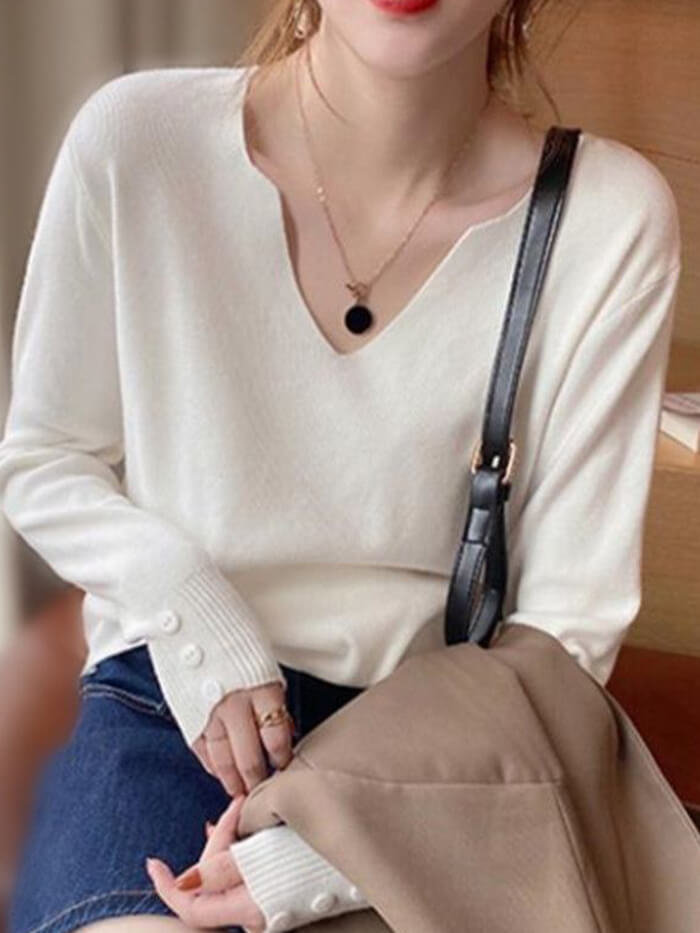 VERILADY | (再入荷)Vネックニットプルオーバー