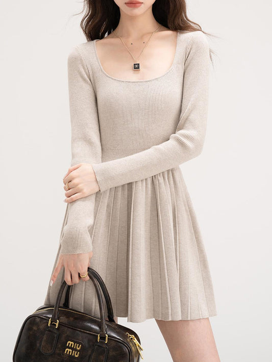 VERILADY | リブプリーツニットミニワンピース 2色