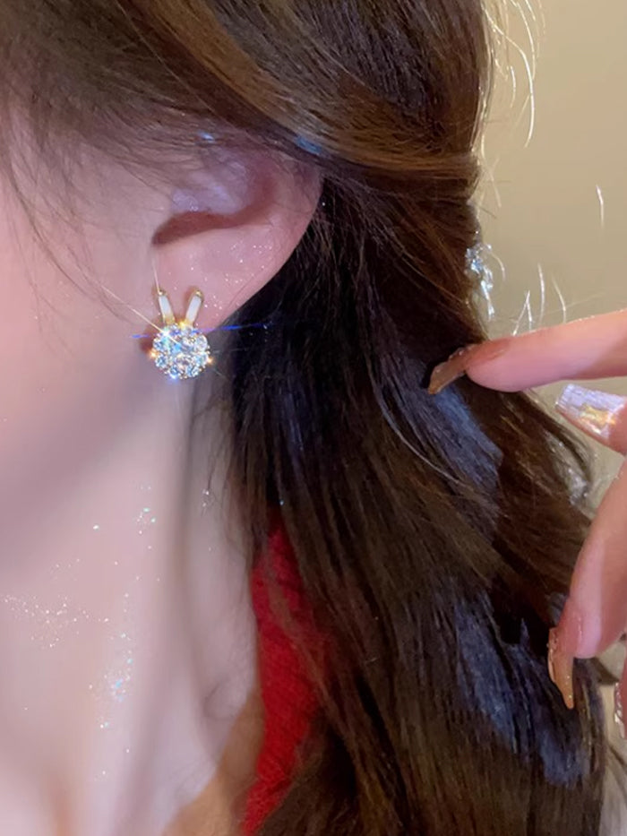 VERILADY | ぐるぐる回るうさぎ きらきらおしゃれピアス アクセサリー イヤリング