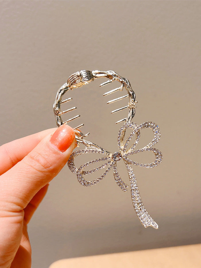 VERILADY |クリスタルリボンモチーフバンスクリップ 髪留め ヘアクリップ 髪飾り