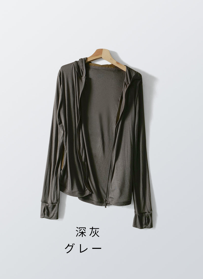 シルク入り UVカット パーカー 女性用 超軽量 136g UPF50+ 日焼け防止