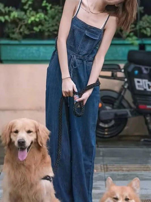 VERILADY |デニムワイドサロペットパンツオールインワン