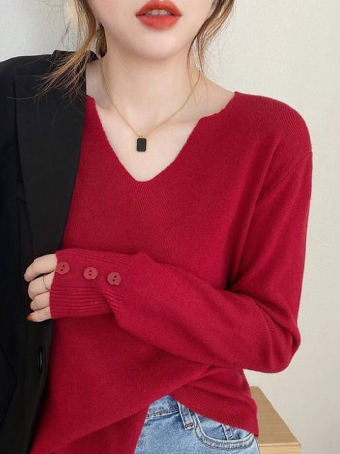 VERILADY | (再入荷)Vネックニットプルオーバー