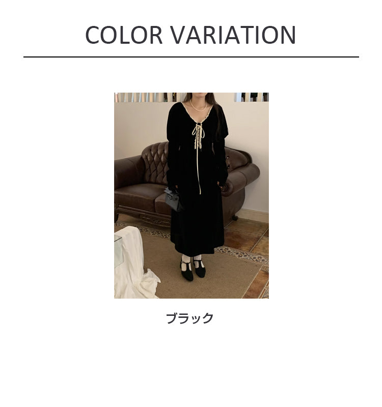 VERILADY |ベルベットフロントリボンワンピース