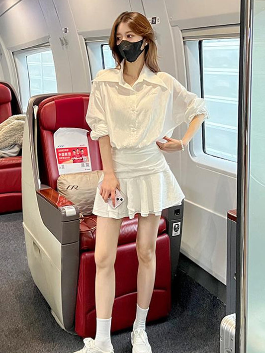 VERILADY |(予約販売)カジュアルシャツ&スカート2点セットアップ