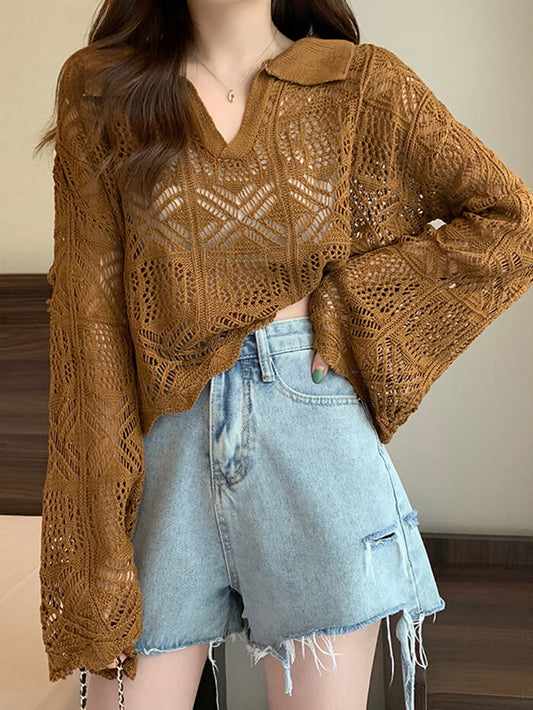 VERILADY | 薄手 透かし編みニットトップス