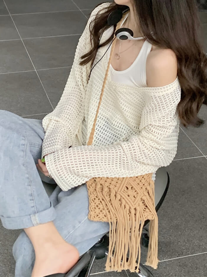 VERILADY | Bộ 2 món áo đan len và cổ hở