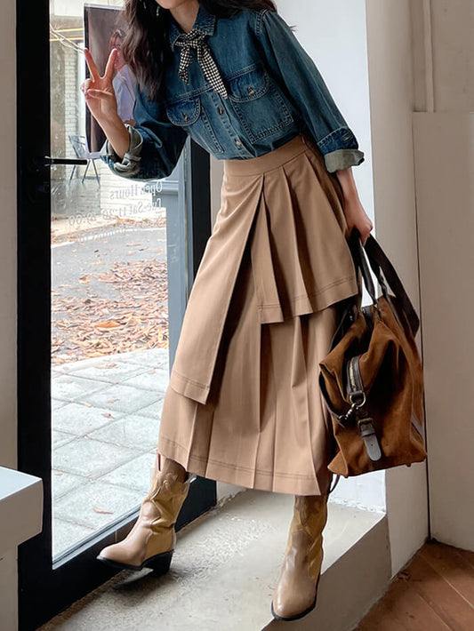 VERILADY | Chân váy xếp ly bất đối xứng